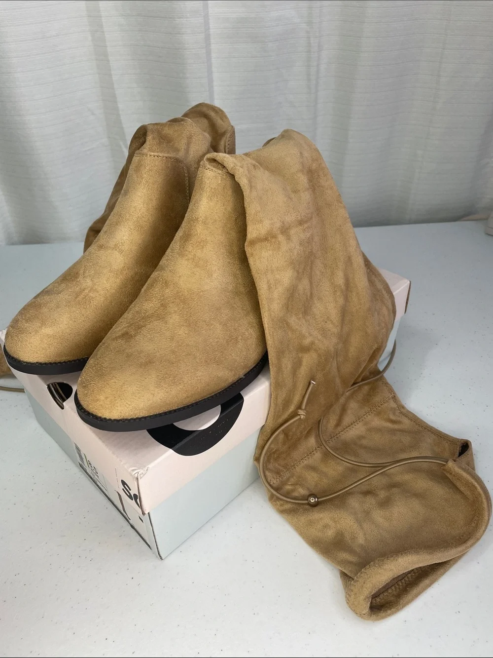 SO Over-the-Knee Suede Boots in Tan